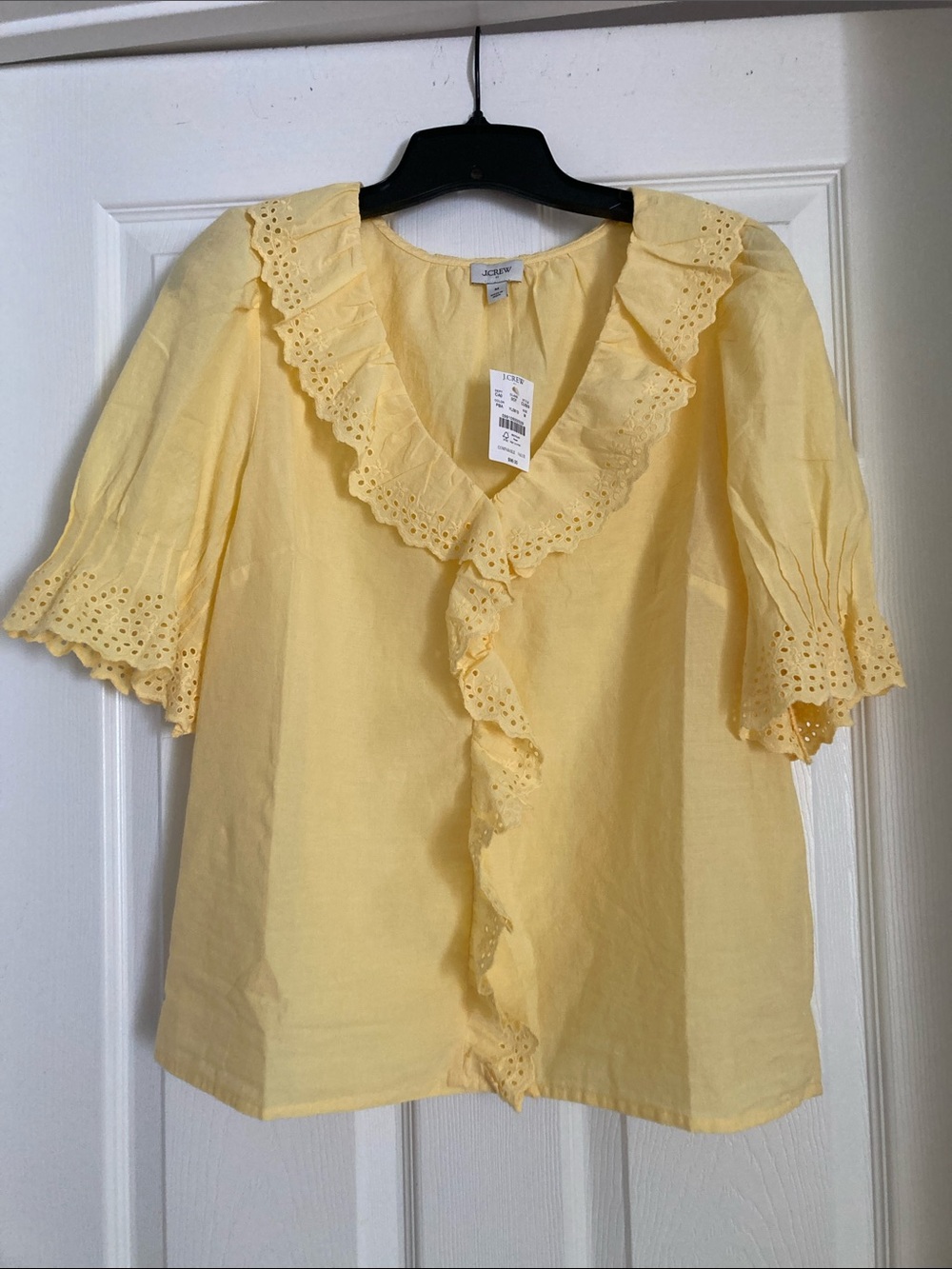 JCrew Factory eyelet ruffle front top